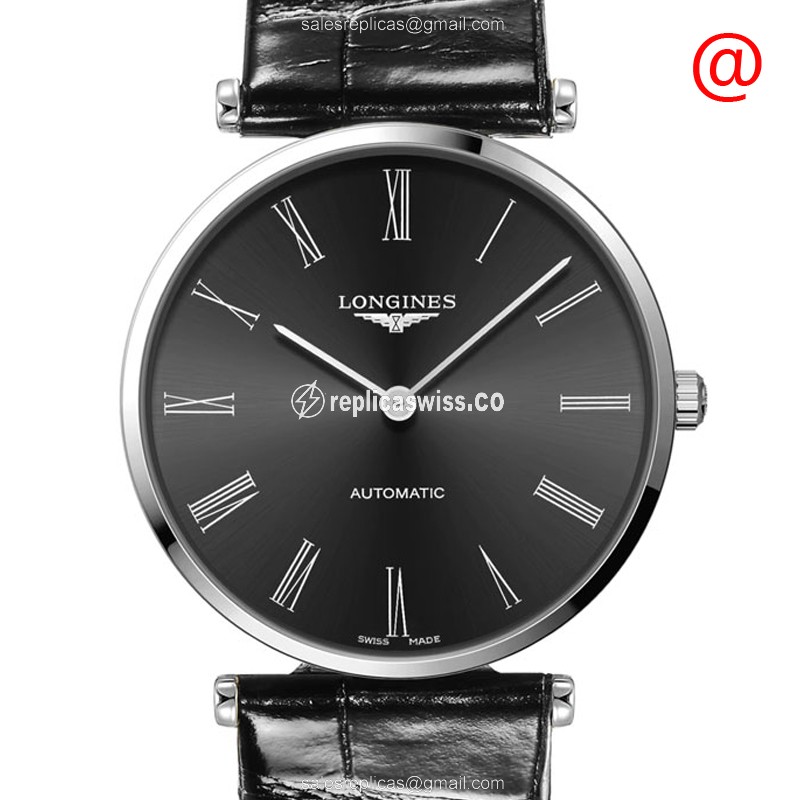 Luxurious Longines L4.918.4.51.2 Grande Replica in Black Dial & Stainless Steel Case Watch