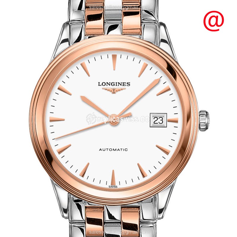 Luxurious Longines L4.974.3.92.7 Replica in 18kt Steel & Rose Gold, Automatic Movement with White