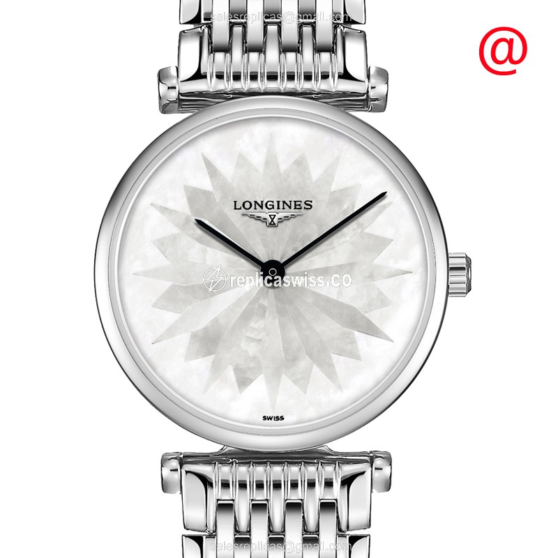 Luxurious Longines LA GRANDE Quartz Replica in Stainless Steel with White Dial Silver Clasp