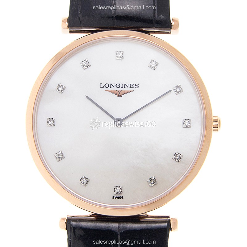 Luxurious Longines LA GRANDE Replica in 18kt Gold Case, White Dial, Automatic Movement Watch