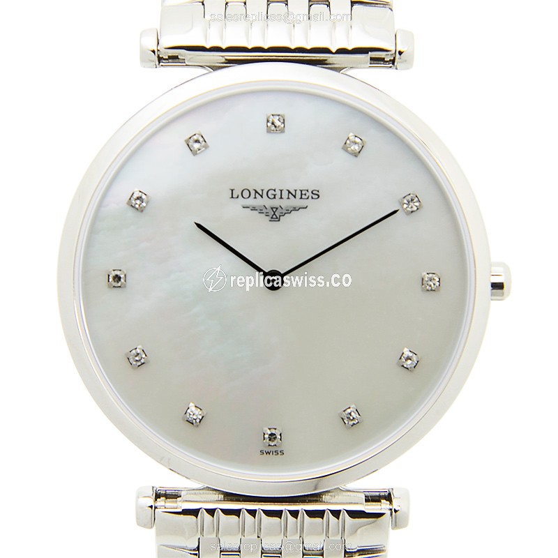 Luxurious Longines LA GRANDE Replica, White Dial & Stainless Steel Case, Automatic Movement Watch