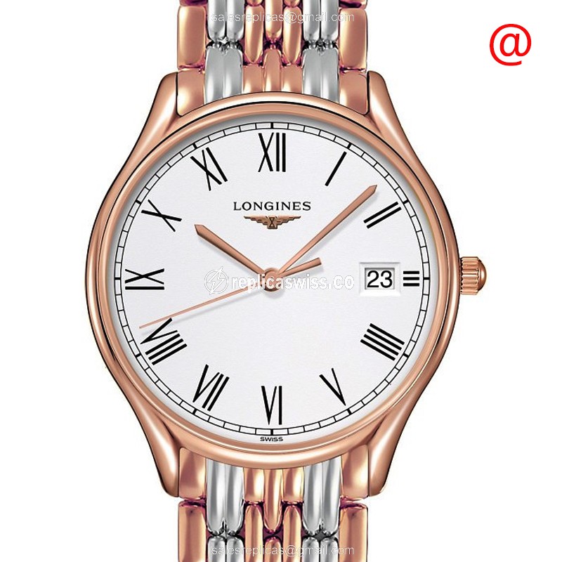 Luxurious Longines Lyre Quartz Replica in 18kt Rose Gold Case, White Dial, & Steel Strap Watch
