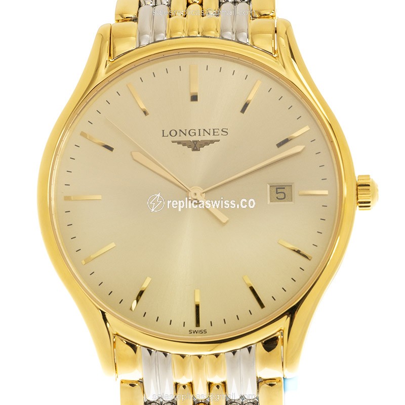 Luxurious Longines Lyre Quartz Replica in Gold & Steel Case | Crystal | Gold Accents Watch
