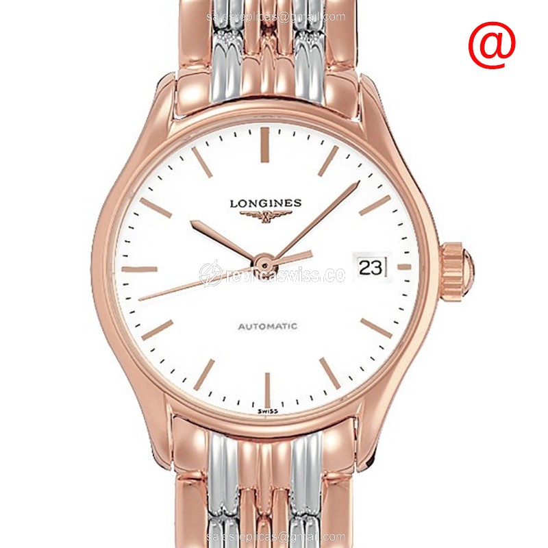 Luxurious Longines Lyre Replica in 18kt Steel & Rose Gold, Automatic Movement, White Dial Watch