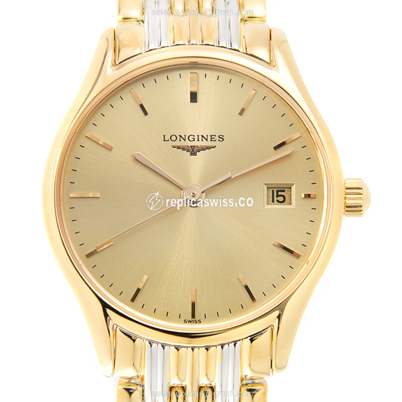 Luxurious Longines Lyre Replica in Gold-Plated Case Crystal Crystal Dial Watch