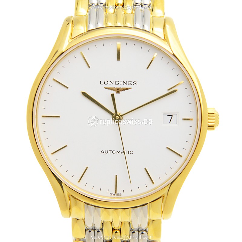 Luxurious Longines Lyre Replica in PVD Gold Case, Automatic Movement, White Dial Watch