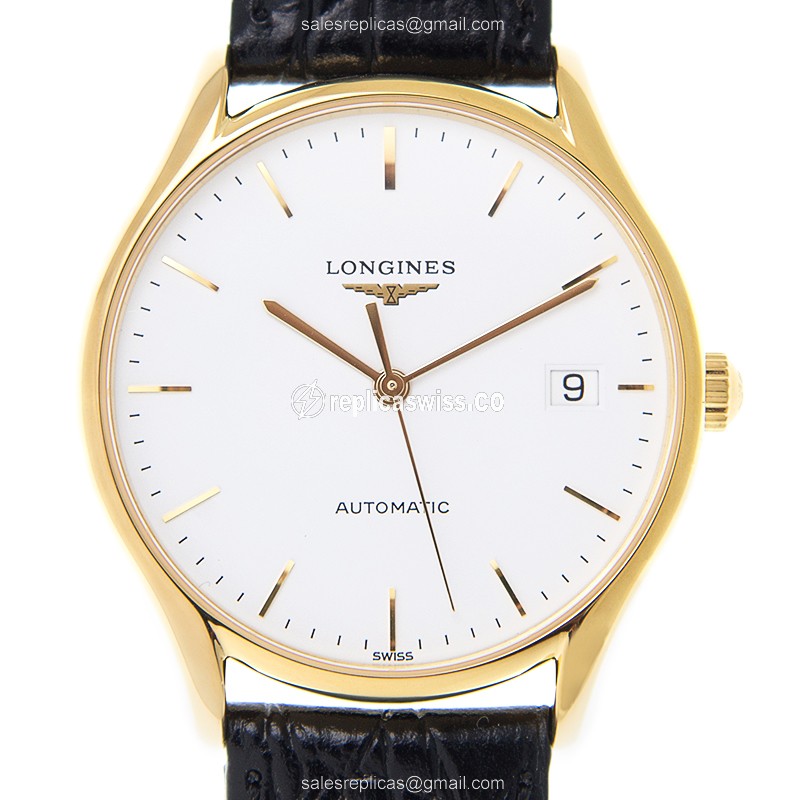 Luxurious Longines Lyre Replica in White Dial & Alligator Strap, Automatic Movement Watch