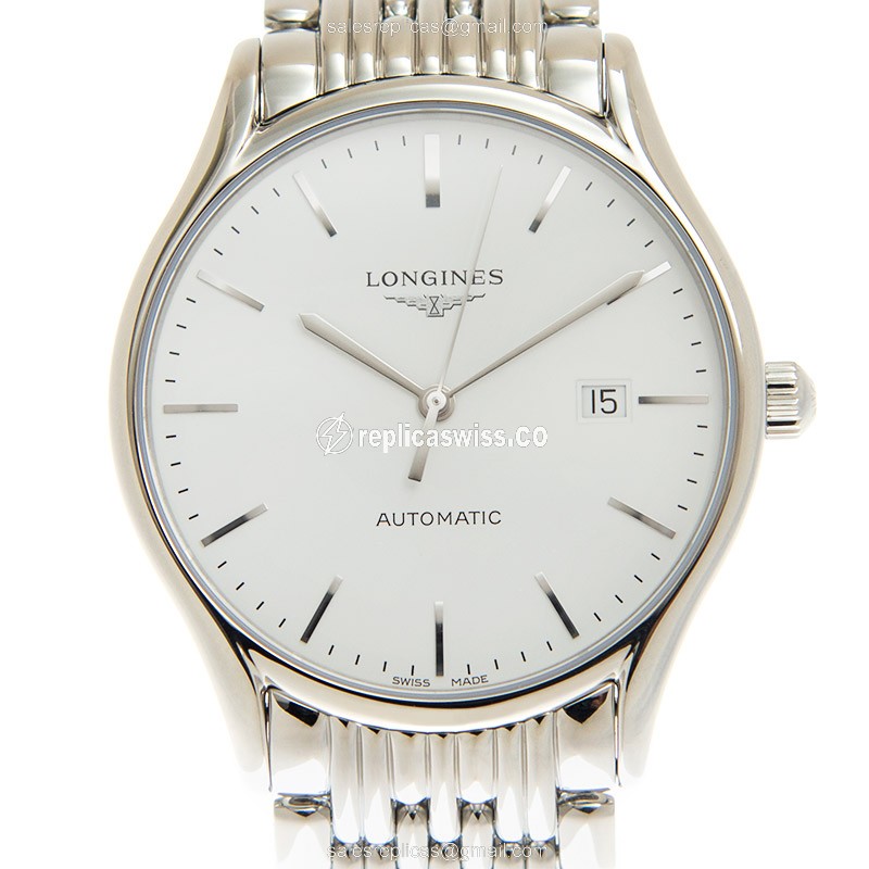 Luxurious Longines Lyre Replica Watch | Automatic Movement | White Dial | Silver Steel Strap