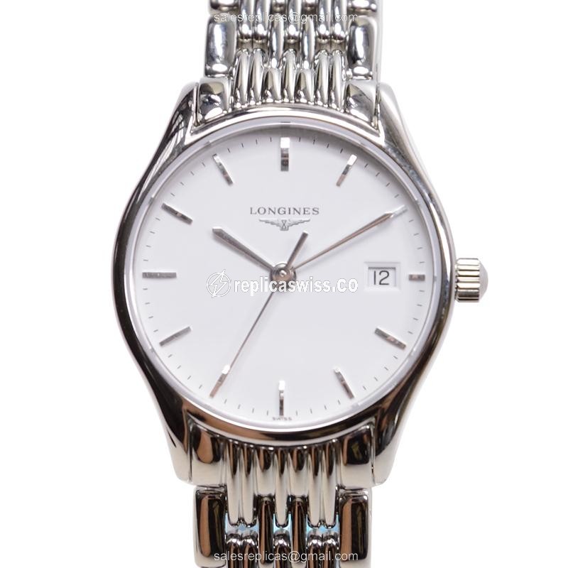 Luxurious Longines Lyre Replica Watch with White Dial & Steel Case