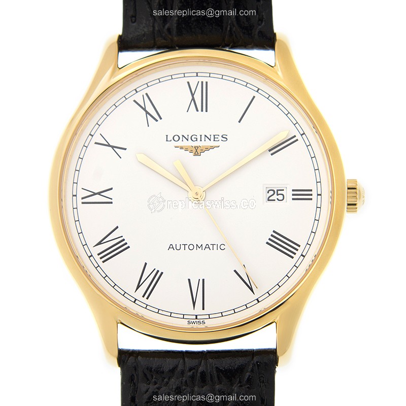 Luxurious Longines Lyre Replica with White Dial & Gold PVD Case, Automatic Movement Watch
