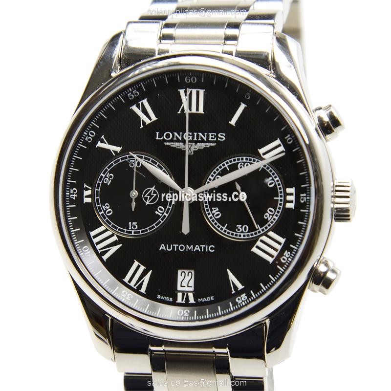 Luxurious Longines Master Replica in Stainless Steel & Black Dial, Automatic Movement Watch
