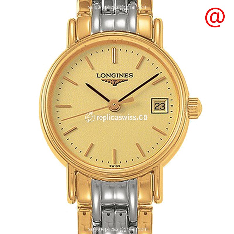 Luxurious Longines Presence L4.319.2.32.7 Replica, 18kt Gold Case & Gold Strap, Quartz Movement