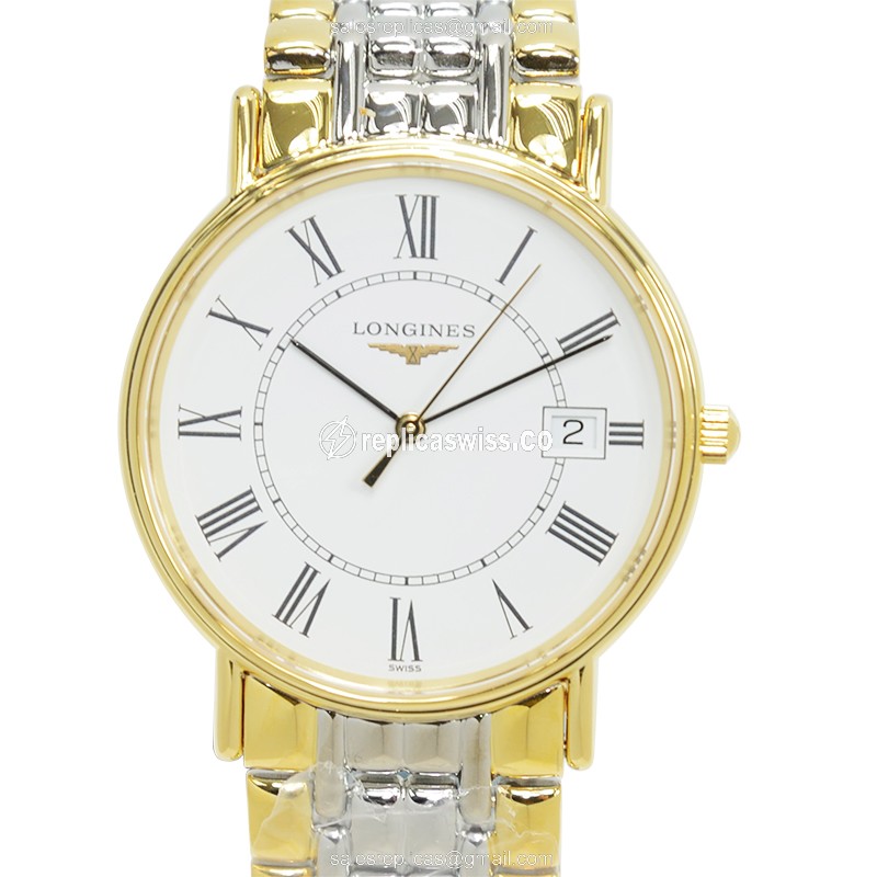 Luxurious Longines Presence L4.720.2.11.7 Replica in White Dial & PVD Gold Case Watch
