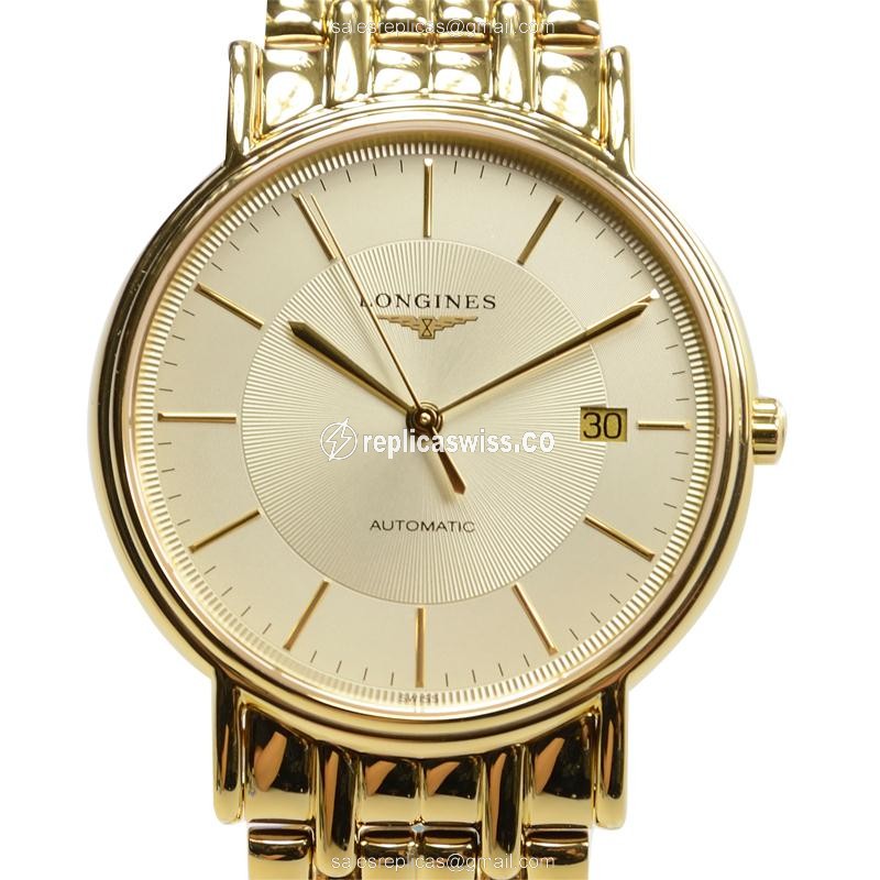 Luxurious Longines Presence Replica in 18K Gold, Automatic Movement, Sapphire Crystal Watch