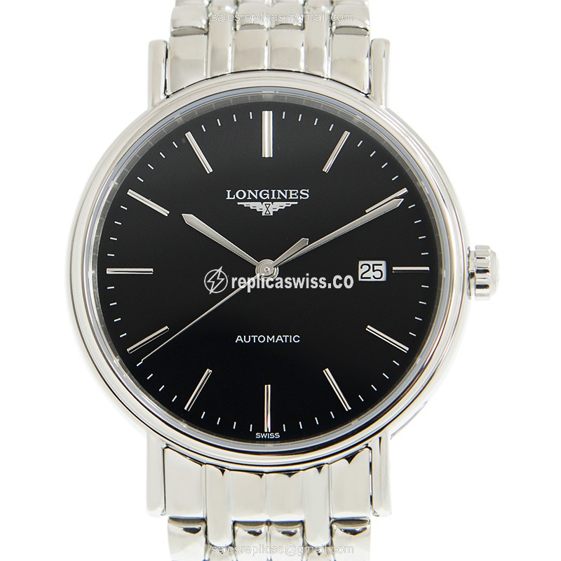 Luxurious Longines Presence Replica in Black Dial & Stainless Steel Case Watch