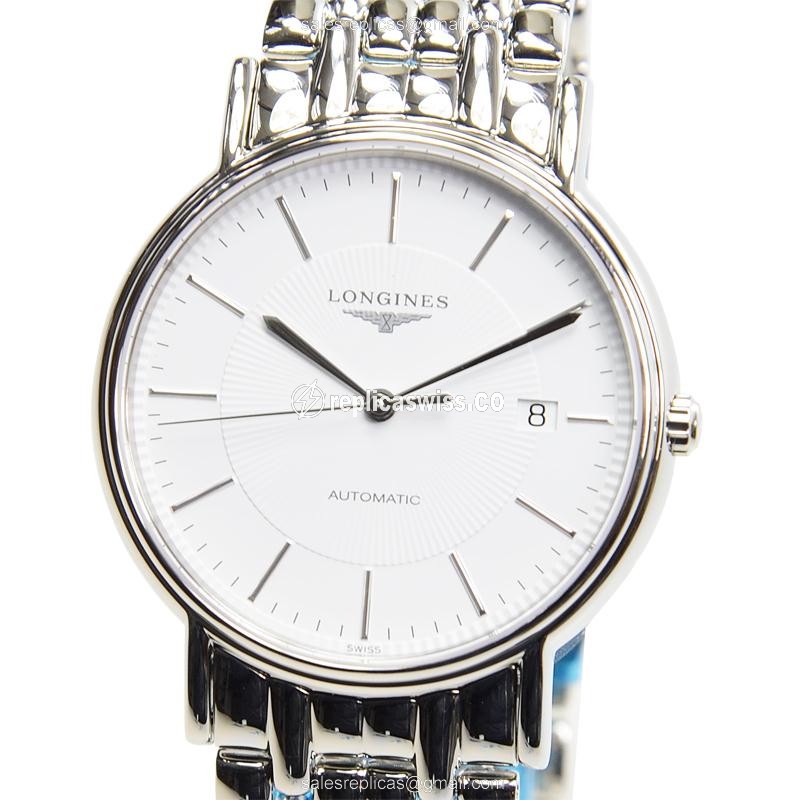 Luxurious Longines Presence Replica in Stainless Steel Case & White Dial Watch