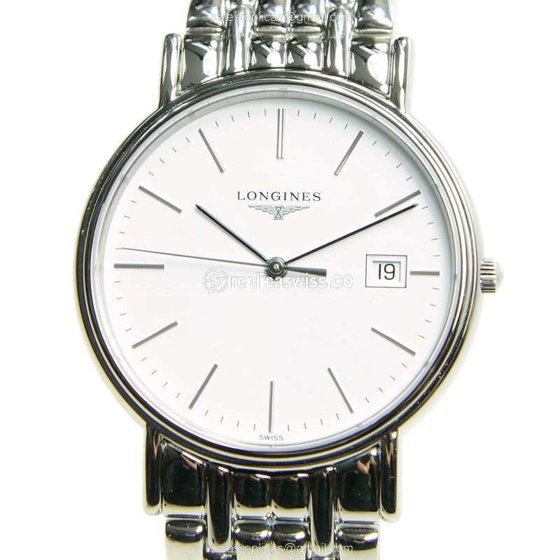 Luxurious Longines Presence Replica in Stainless Steel Case with White Dial Sapphire Crystal