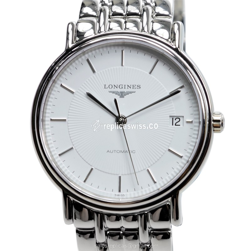 Luxurious Longines Presence Replica in Stainless Steel with Automatic Movement White Dial Watch