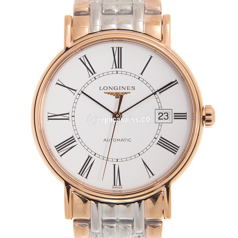 Luxurious Longines Presence Replica in White Dial & 18kt Steel Case Watch