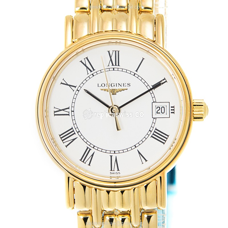 Luxurious Longines Presence Replica in White Dial Gold-Plated Case, Automatic Movement Watch