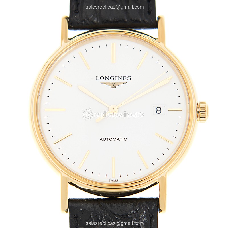 Luxurious Longines Presence Replica in White Dial PVD Gold, Automatic Movement Watch