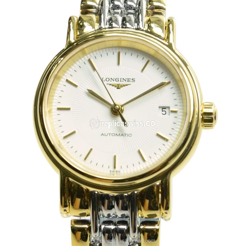 Luxurious Longines Presence Replica in White Dial & PVD Gold Case, Automatic Movement Watch