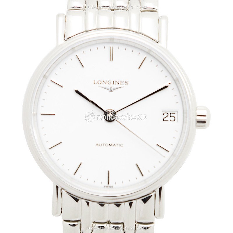 Luxurious Longines Presence Replica in White Dial Stainless Steel Case Watch