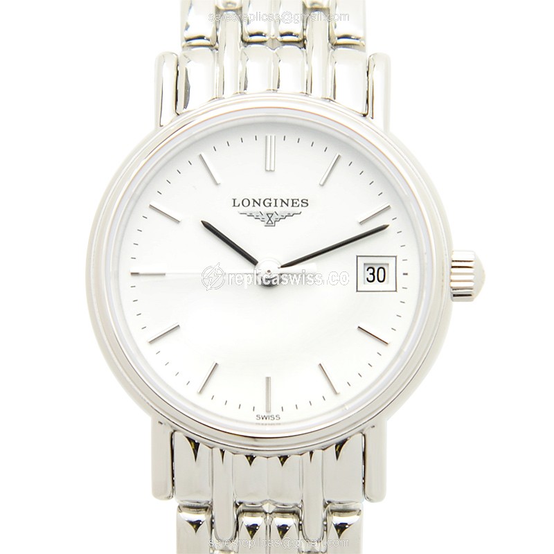 Luxurious Longines Presence Replica, White Dial, Stainless Steel Case & Quartz Movement Watch