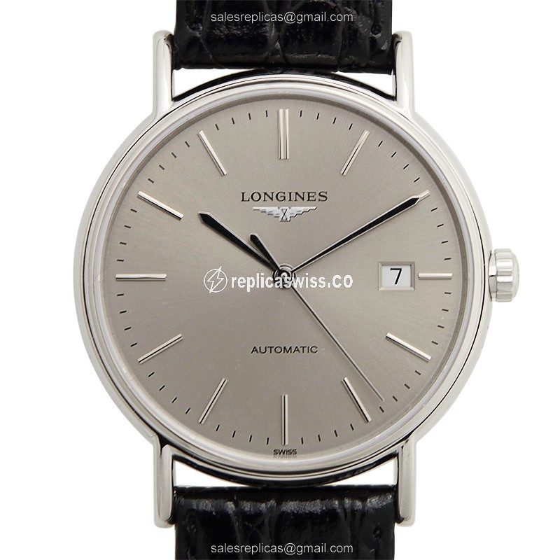 Luxurious Longines Presence Replica with Silver Dial & Alligator Strap, Automatic Movement Watch