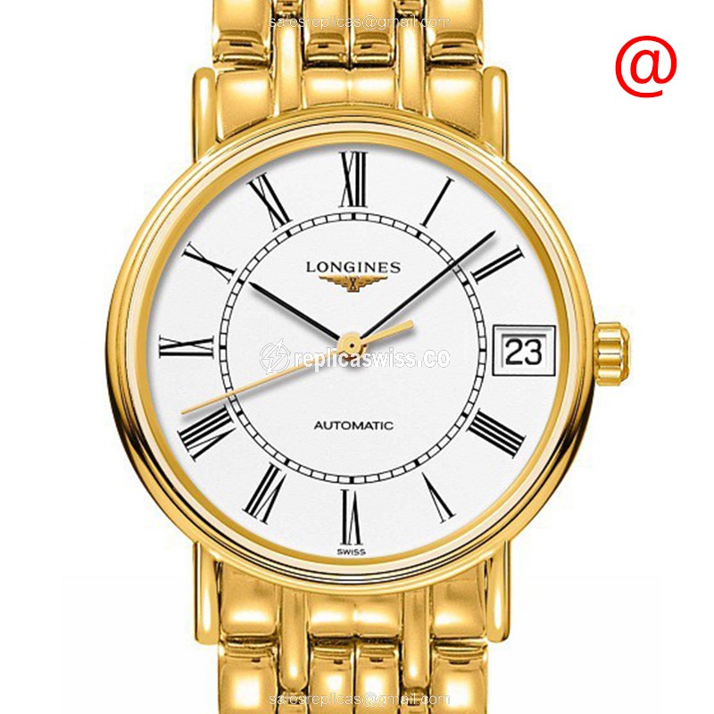 Luxurious Longines Presence Replica with White Dial & PVD Gold Case, Automatic Movement Watch