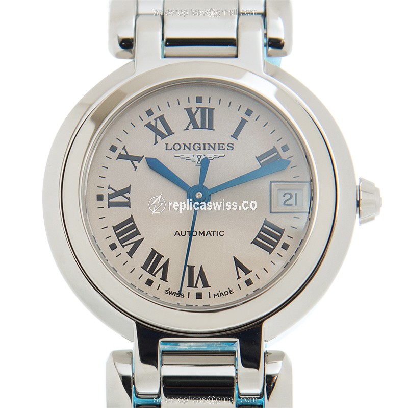 Luxurious Longines Prima Luna Replica, Automatic Movement, Stainless Steel Case & White Dial Watch