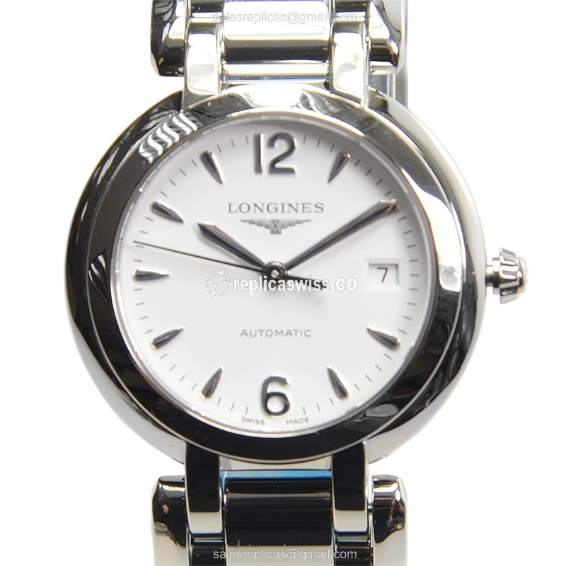 Luxurious Longines Prima Luna Replica in Stainless Steel, Automatic White Dial, Sapphire Crystal