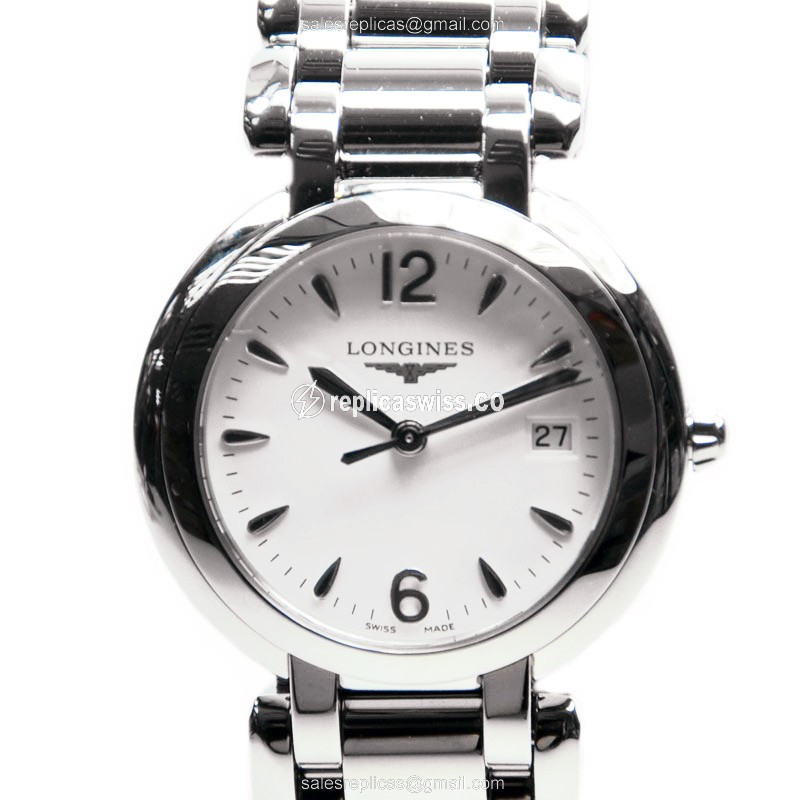 Luxurious Longines Prima Luna Replica in Stainless Steel Case & White Dial Watch