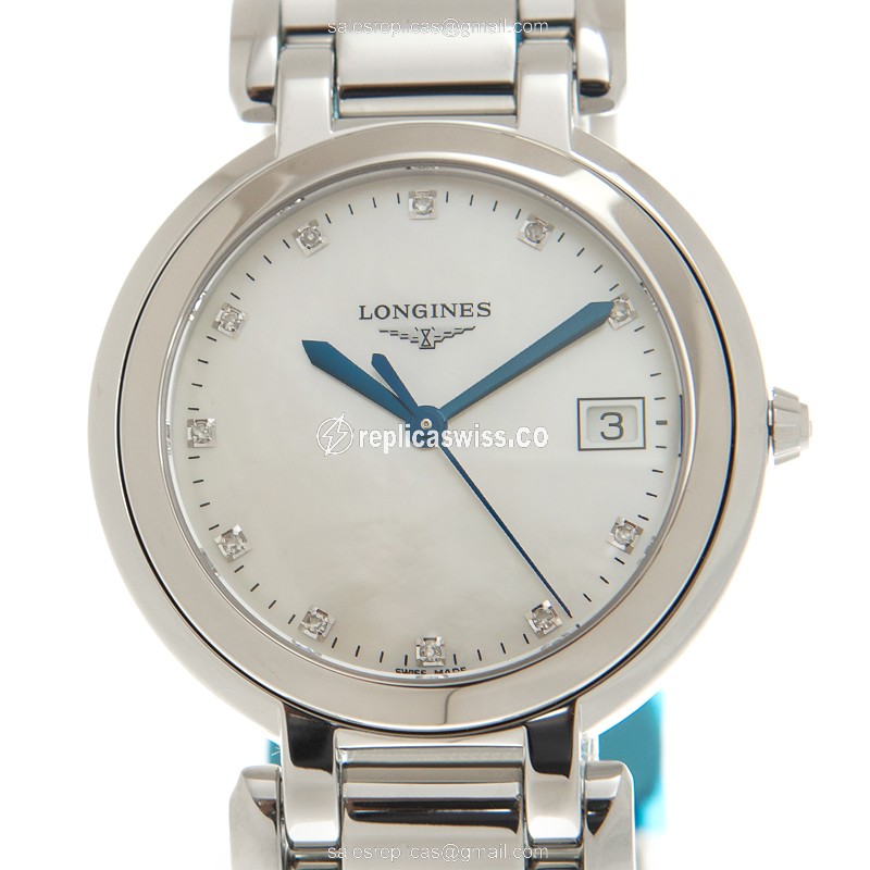 Luxurious Longines Prima Luna Replica in Stainless Steel, White Dial, Quartz Movement Watch