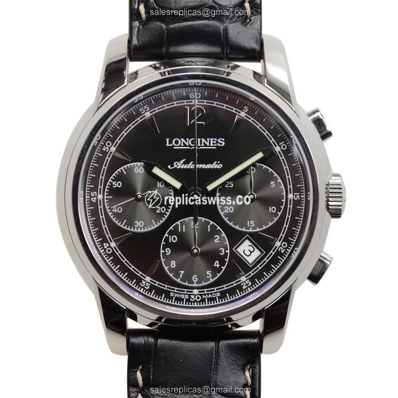 Luxurious Longines Saint Imier Replica in Stainless Steel, Automatic Movement & Black Dial Watch