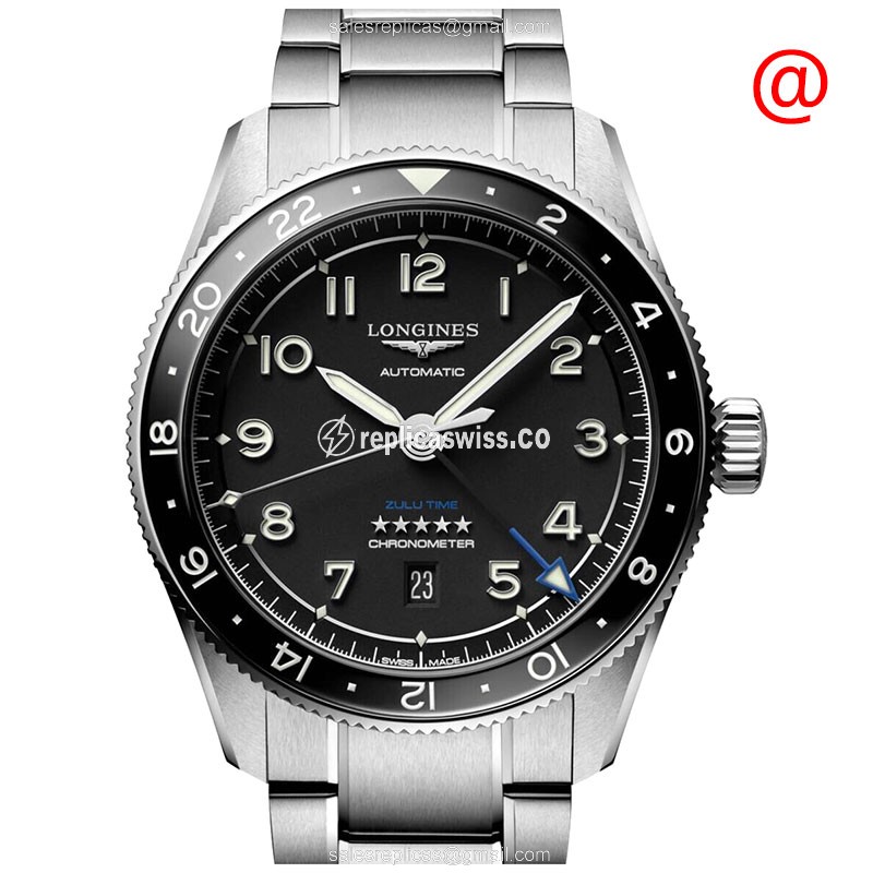 Luxurious Longines Spirit Replica in Black Dial & Steel Case, Automatic Movement Watch