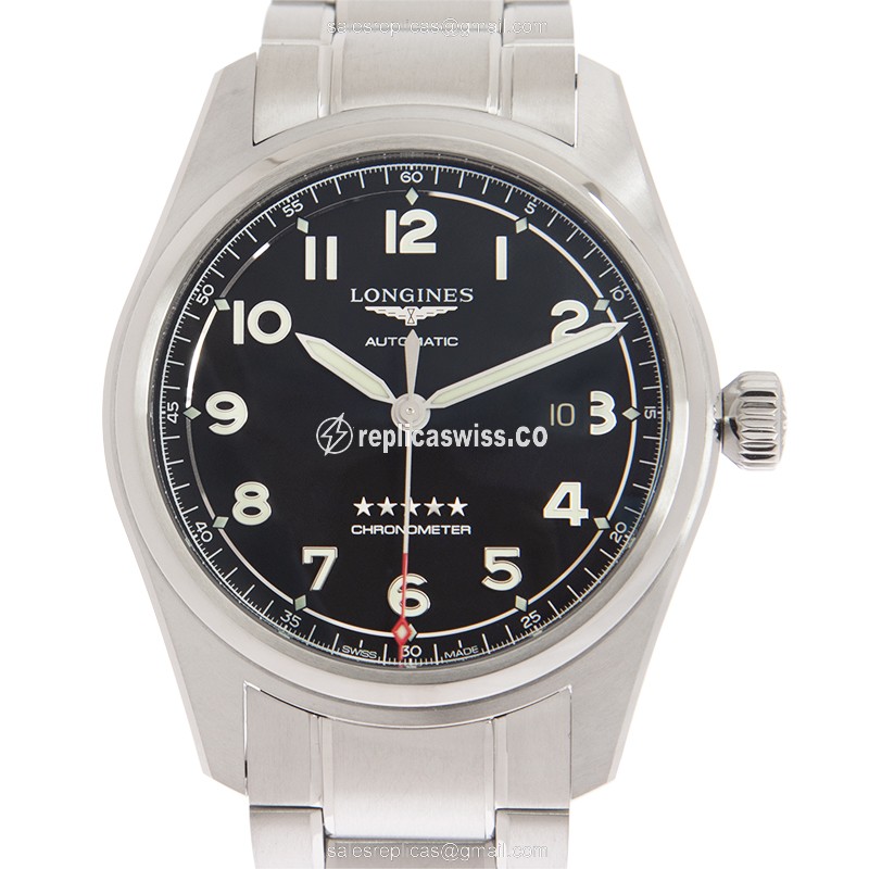 Luxurious Longines Spirit Replica in Stainless Steel, Automatic Movement & Black Dial Watch