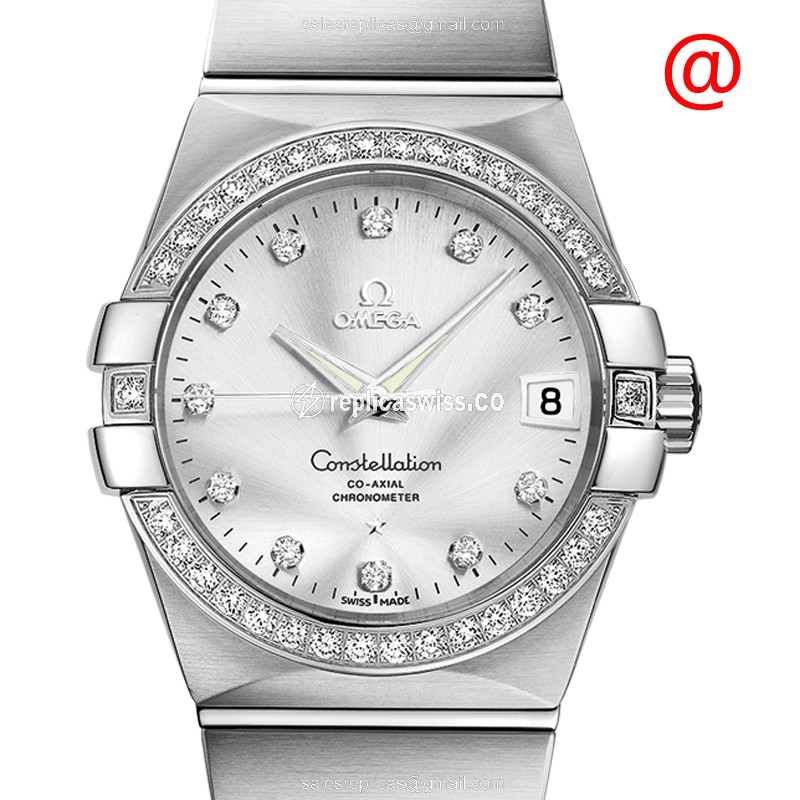 Luxurious Omega Constellation Replica, Automatic Movement, 18kt Gold Case, Silver Dial Watch