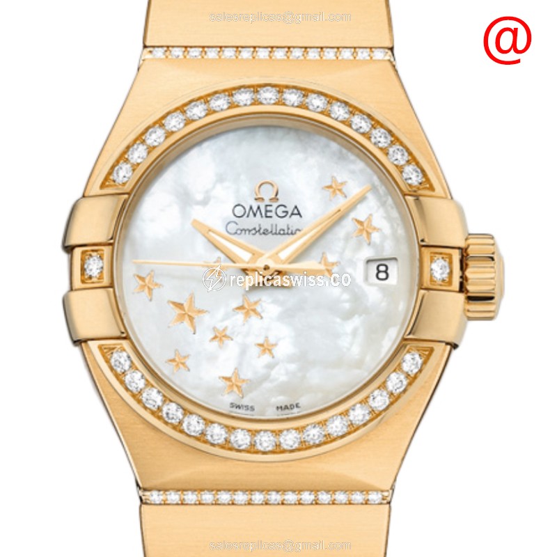 Luxurious Omega Constellation Replica in 18kt Gold, Automatic Movement & White Dial Watch