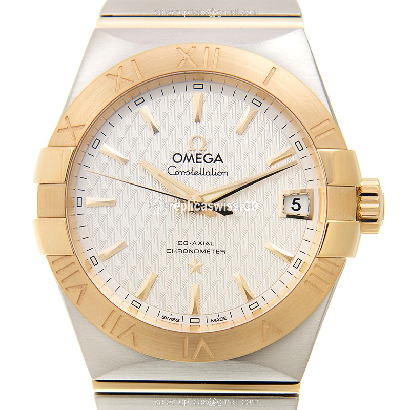 Luxurious Omega Constellation Replica in 18kt Gold & Steel Case, Automatic Movement & White Dial