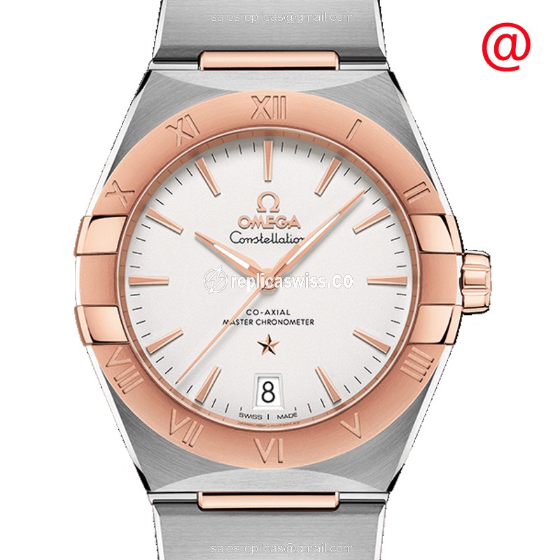 Luxurious Omega Constellation Replica in 18kt Steel & Rose Gold, Automatic Movement, White Dial