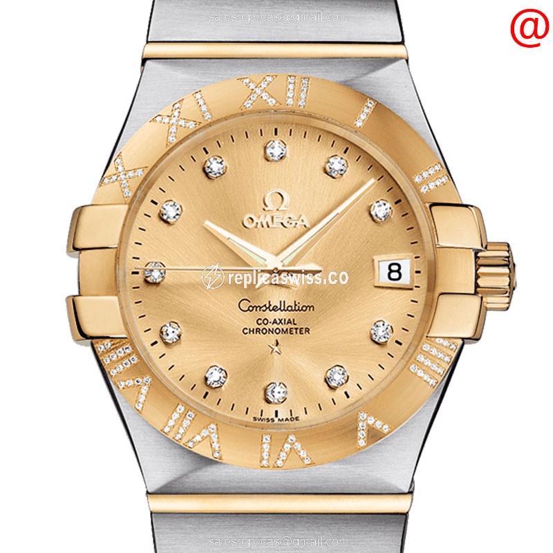 Luxurious Omega Constellation Replica in 18kt Yellow Gold & Steel, Automatic Movement Watch
