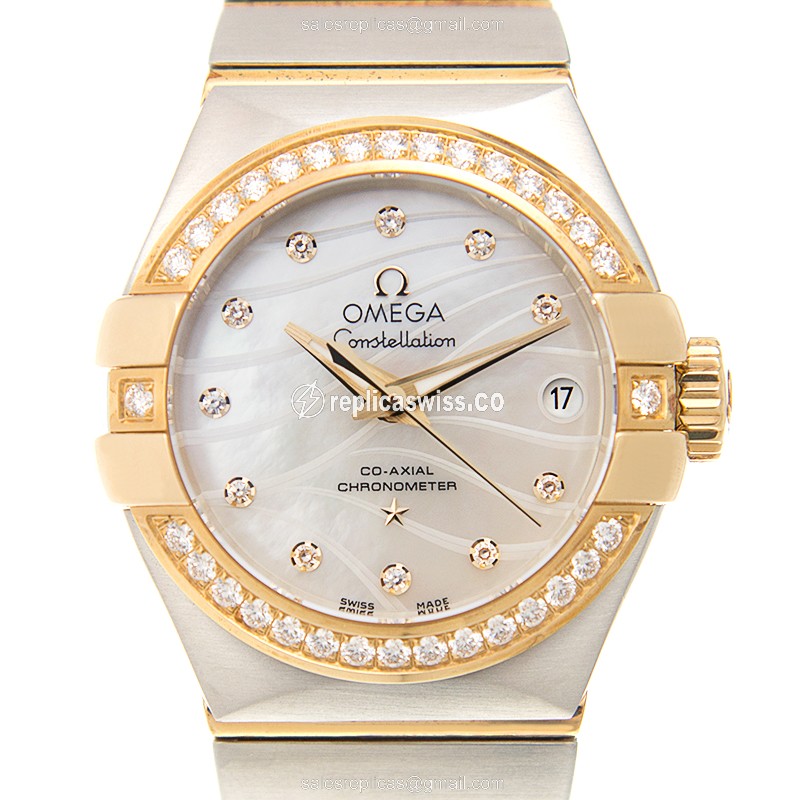 Luxurious Omega Constellation Replica in White Dial & 18kt Steel, Automatic Movement Watch