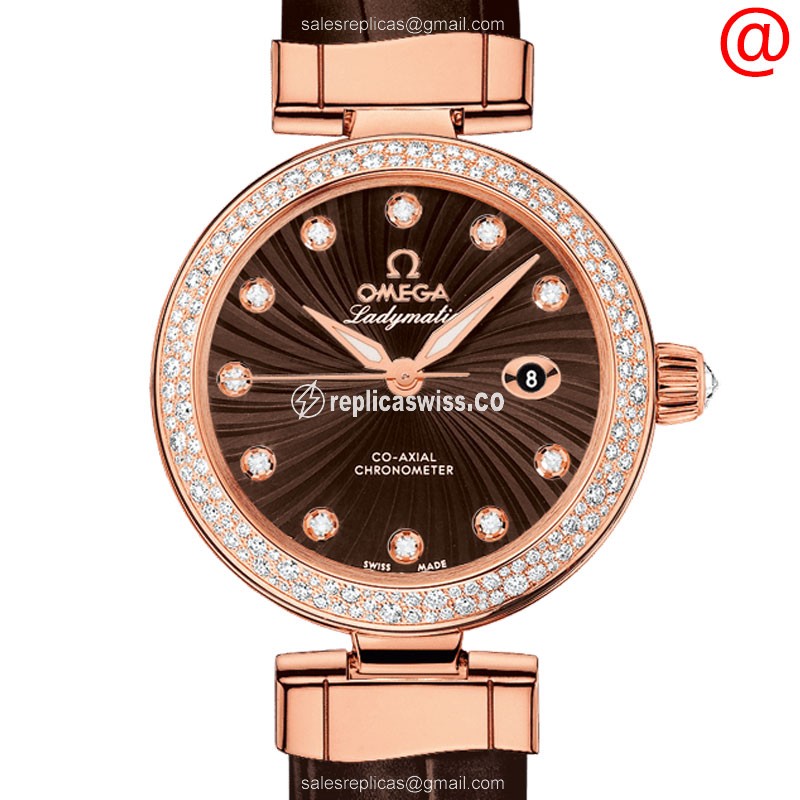 Luxurious Omega De Ville Replica in 18kt Rose Gold, Automatic Movement, Brown Dial Watch