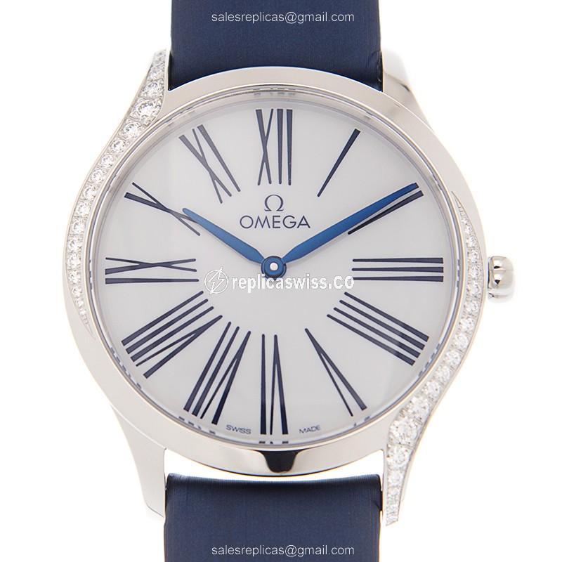 Luxurious Omega De Ville Replica in White Dial & Stainless Steel, Featuring Quartz Movement and