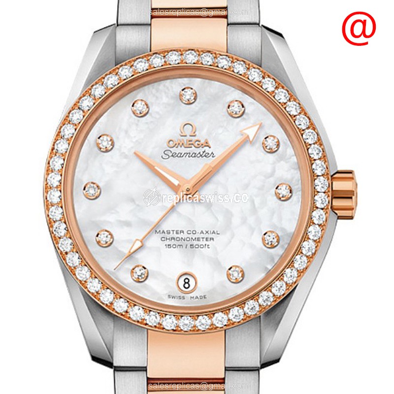 Luxurious Omega Seamaster 231.25.39.21.55.001 Replica in White Dial 18kt Steel Gold Strap Watch