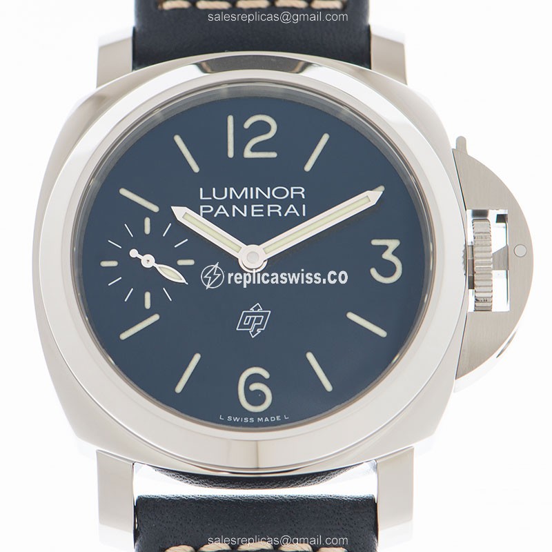 Luxurious Panerai LUMINOR MARINA Replica in Stainless Steel, Manual Wind, Blue Dial & Leather Strap