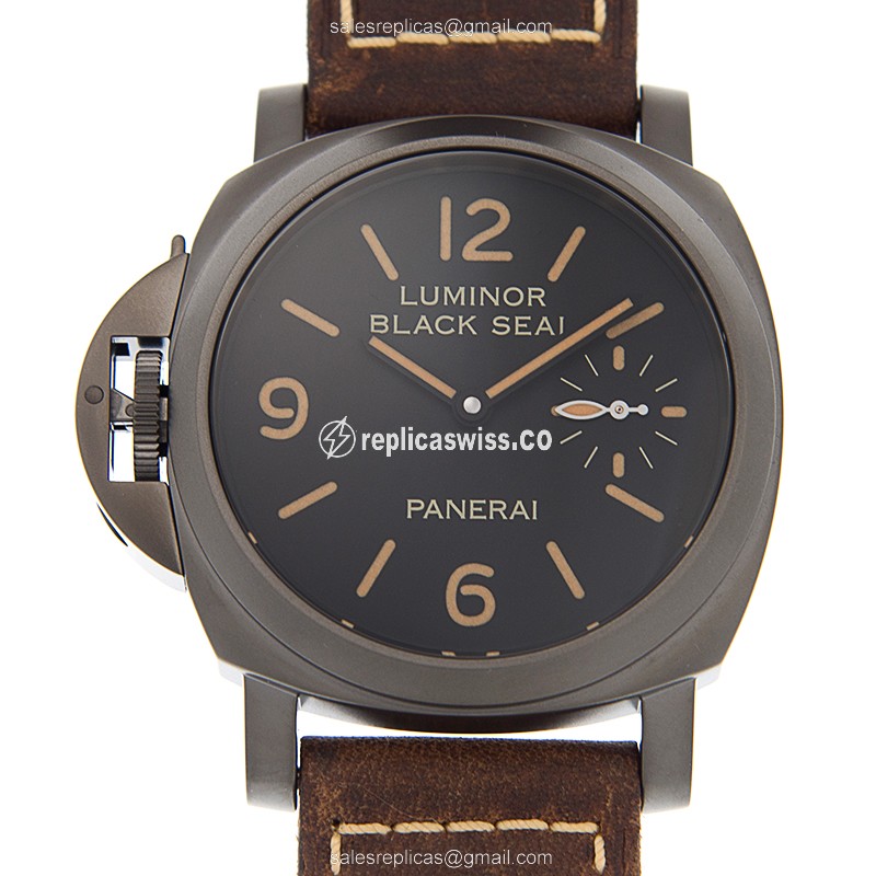 Luxurious Panerai LUMINOR Replica in Black Dial & Stainless Steel Case, Manual Wind Movement Watch