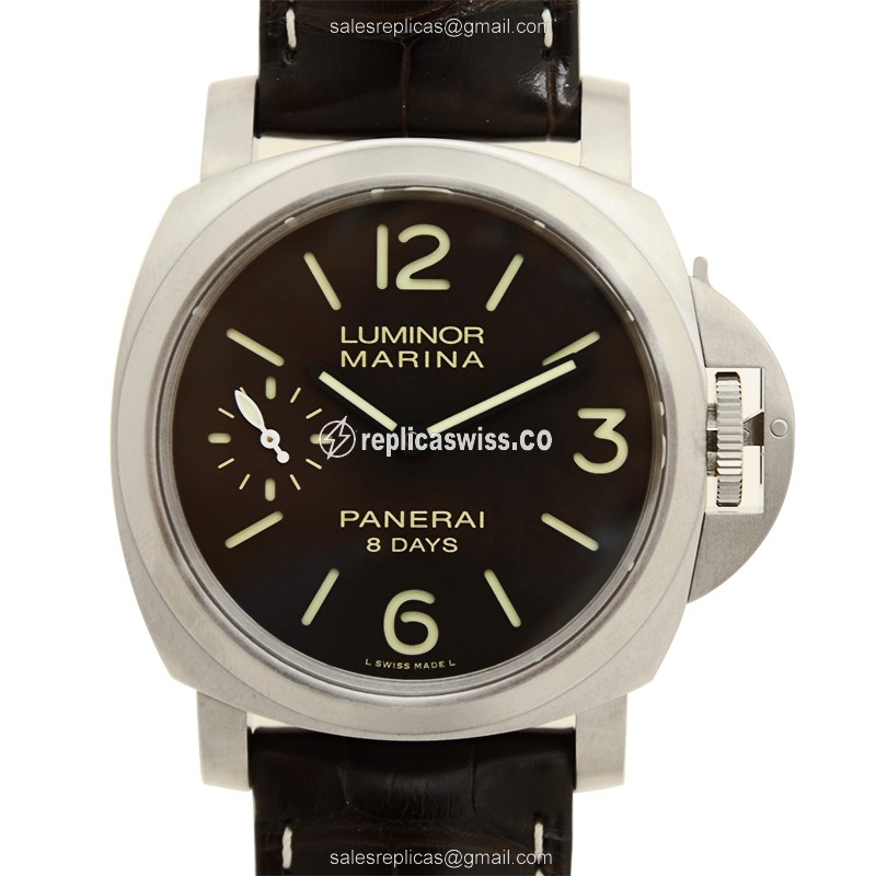 Luxurious Panerai LUMINOR Replica, Manual Wind, Black Dial & Alligator Strap Watch