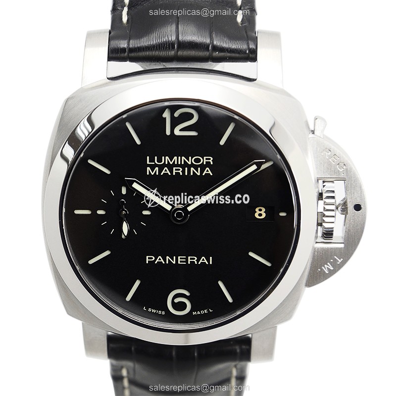 Luxurious Panerai PAM00392 LUMINOR Automatic Watch in Black Dial Stainless Steel Case